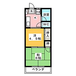 伏見ハイツ 2Kの間取図画像