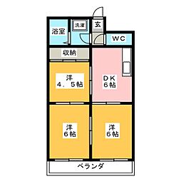 サンライフ今渡 3DKの間取図画像