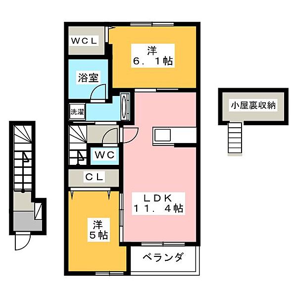 タウルス ｜岐阜県可児市土田(賃貸アパート2LDK・2階・55.12㎡)の写真 その2