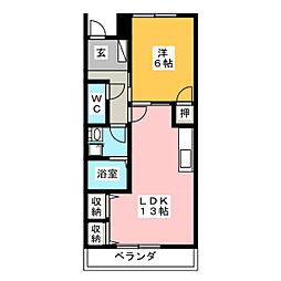タキオンB 1LDKの間取図画像