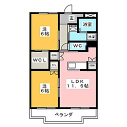 サンモールイトウ 2LDKの間取図画像