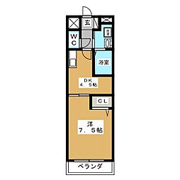 セントラルハイツ可児 1DKの間取図画像