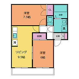 ミレニアム・Y・M 2LDKの間取図画像