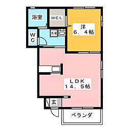 グリーンハウス姫B 1LDKの間取図画像