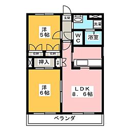 コーポラス小森C 2LDKの間取図画像