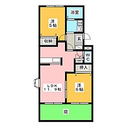 クリスタル 2LDKの間取図画像