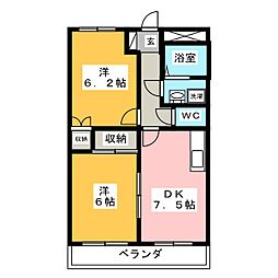 インペリアル伏見 2DKの間取図画像