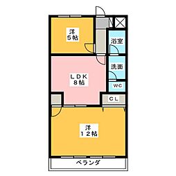 大恵第3マンション 2LDKの間取図画像
