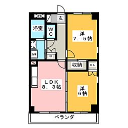 メゾン渡辺 2DKの間取図画像