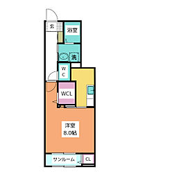 アイウイング2 ワンルームの間取図画像