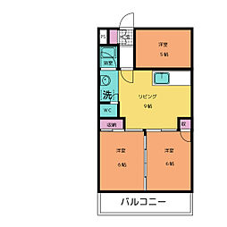大恵第3マンション 3DKの間取図画像