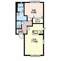 ガーデンハイツB 1LDKの間取図画像