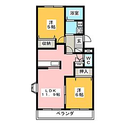 クリスタル 2LDKの間取図画像