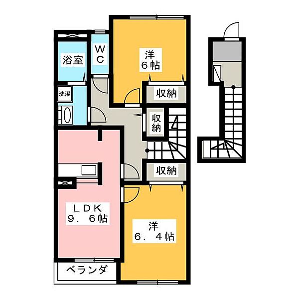 アメジストＭ＆Ｓ ｜岐阜県岐阜市河渡３丁目(賃貸アパート2LDK・2階・58.40㎡)の写真 その2