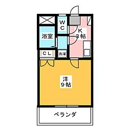 マウンティン藤 2階1Kの間取り