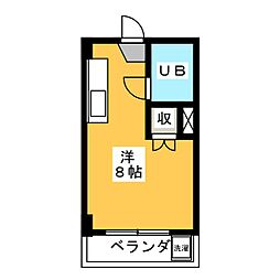 ハッピースカイ 3階ワンルームの間取り