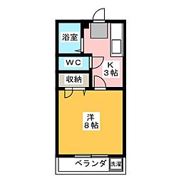 ハイツさつき 2階1Kの間取り