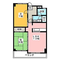 ブリッジコート穂積 3階2LDKの間取り