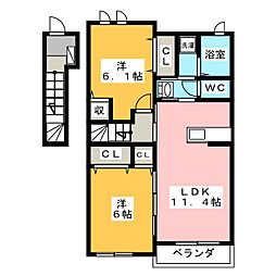 シャロン 2階2LDKの間取り