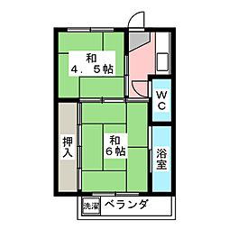 ビレッジハウス巣南　2号棟 1階2Kの間取り