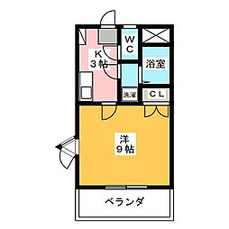 マウンティン藤 4階1Kの間取り