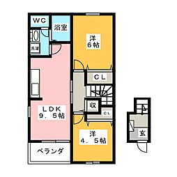 サンクチュアリ　Ｂ 2階2LDKの間取り
