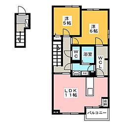 インテレクト　II 1階2LDKの間取り