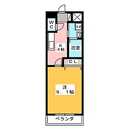 トレフル 2階1Kの間取り