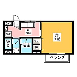 ノーブルガーデンK・T 1Kの間取図画像