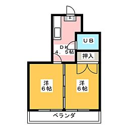 コーポ山田2 2DKの間取図画像