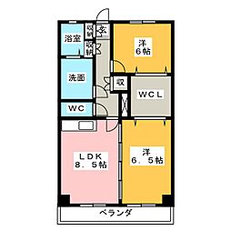 コーポオギソ 2LDKの間取図画像