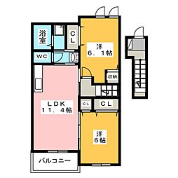 パイン・フィールド 2LDKの間取図画像