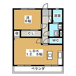 クレヴェール瑞穂 1LDKの間取図画像