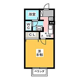 ルミエール 1Kの間取図画像