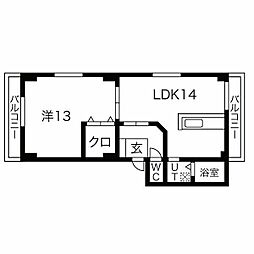 シャトーみずほ 1LDKの間取図画像