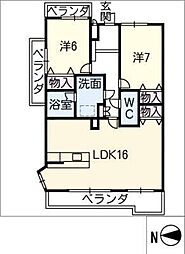 ライオンズマンション岐阜北方 2LDKの間取図画像