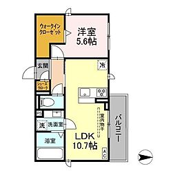Souwa 1LDKの間取図画像