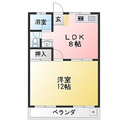 有楽荘ビル 1LDKの間取図画像