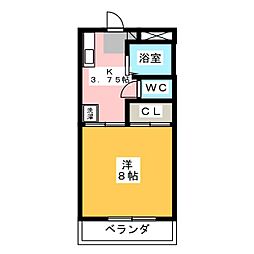 アスカC 1Kの間取図画像