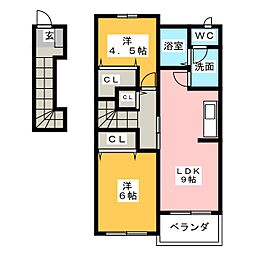 ランコントル・エスト 2DKの間取図画像