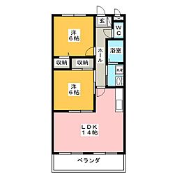 メゾン・ド・フォンテン 2LDKの間取図画像