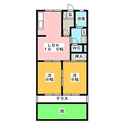 サンライズ臼井 2LDKの間取図画像