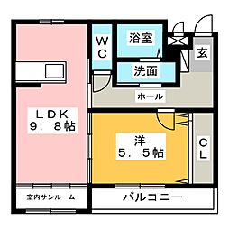 Crystalpalace 1LDKの間取図画像