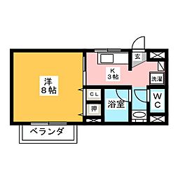 ノーブルガーデンK・T 1Kの間取図画像