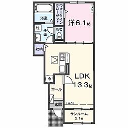 カーサ・ボヌール 1LDKの間取図画像
