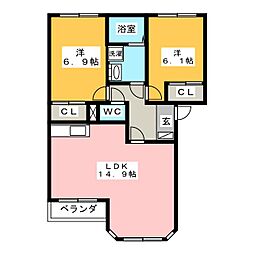 サニーパティオ瑞穂 2LDKの間取図画像