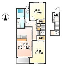 グラウィス2 2LDKの間取図画像
