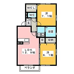 スター・アベニュー1号館 2LDKの間取図画像