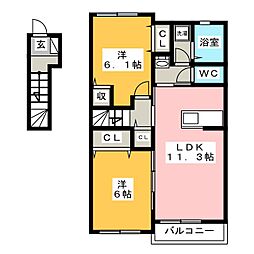 ラ・ルーチェ2 2LDKの間取図画像