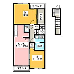 プライム・ガーデンA 2LDKの間取図画像